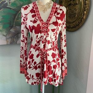 BCBGMaxazria Bell Sleeve Floral Tunic
